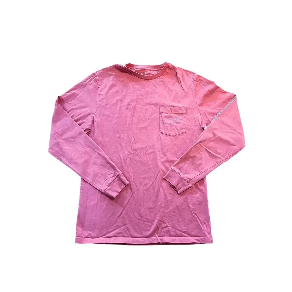 Vineyard Vines Pink Long Sleeve Whale Logo Pocket Graphic T-Shirt | Small